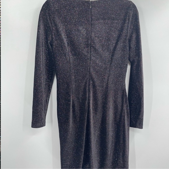 Aidan By Aidan Mattox Metallic Knit Long-Sleeve Dress Size 6 - Picture 4 of 6